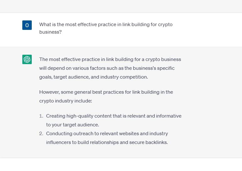 Does ChatGPT help to improve a link building strategy?